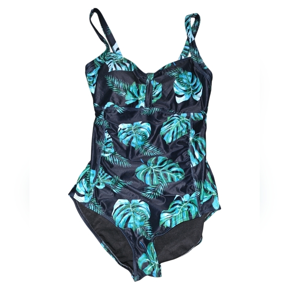 Tropical Leaf Print Womens One Piece Swimsuit, Size Medium, NWT!!!